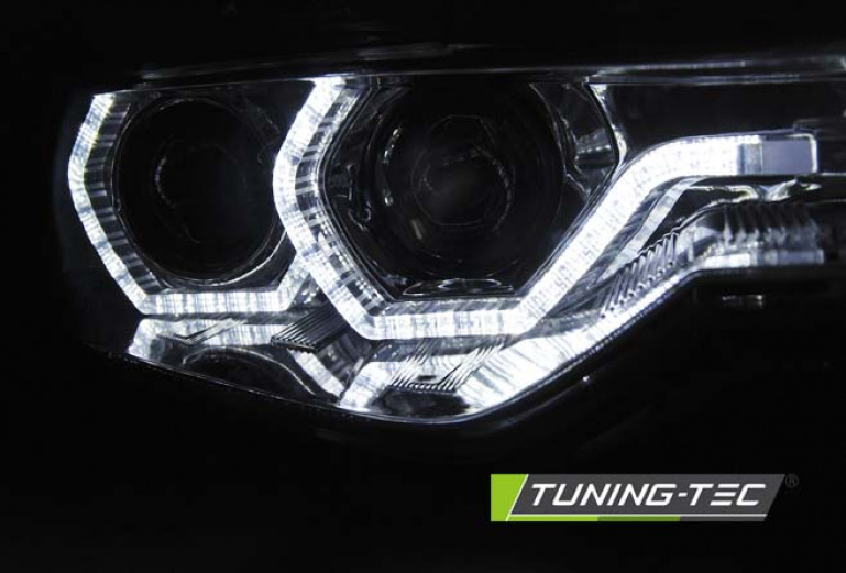 LED Angel Eyes Scheinwerfer für BMW 3er F30/F31 Lim./Touring 15-18 chrom dynamisch
